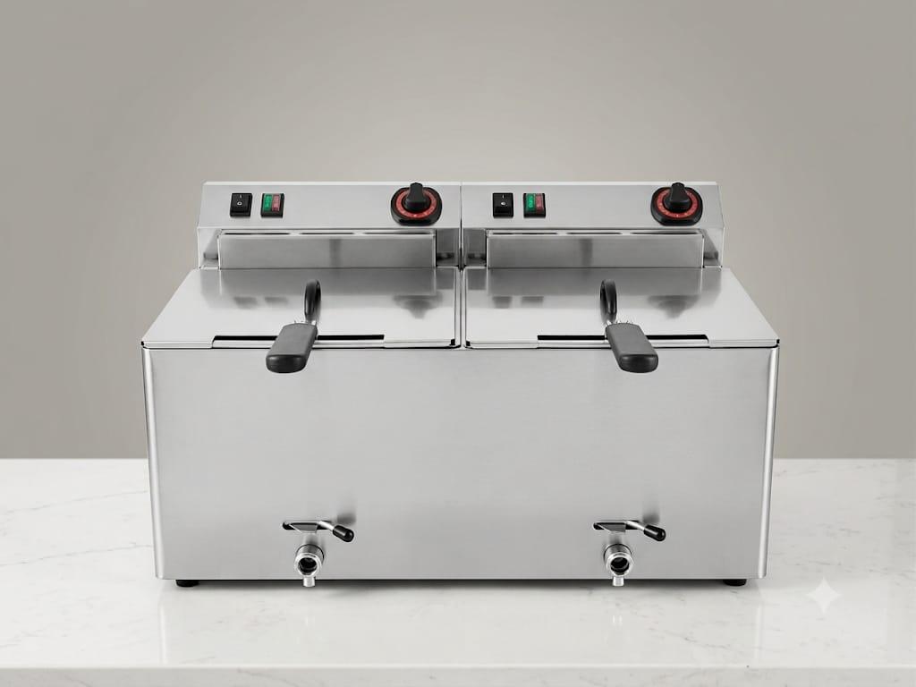 مقلاة شيبس كهربائية مزدوجة مهنية REDFOX FE 1010 T